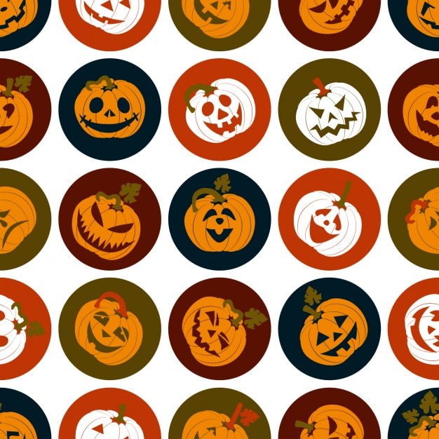 Vettore gratuito halloween set di icone di zucche allegri seamless