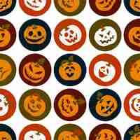 Free vector scary halloween pattern with pumpkins