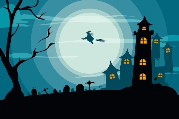 Scary house halloween background