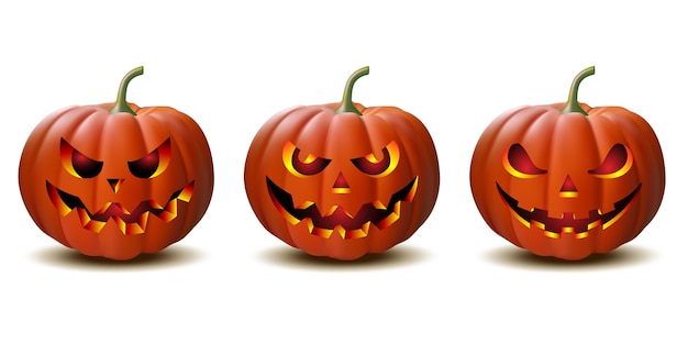 怖いジャック オー ランタンのキャンドルライトが入ったハロウィーンのカボチャ プレミアムベクター
