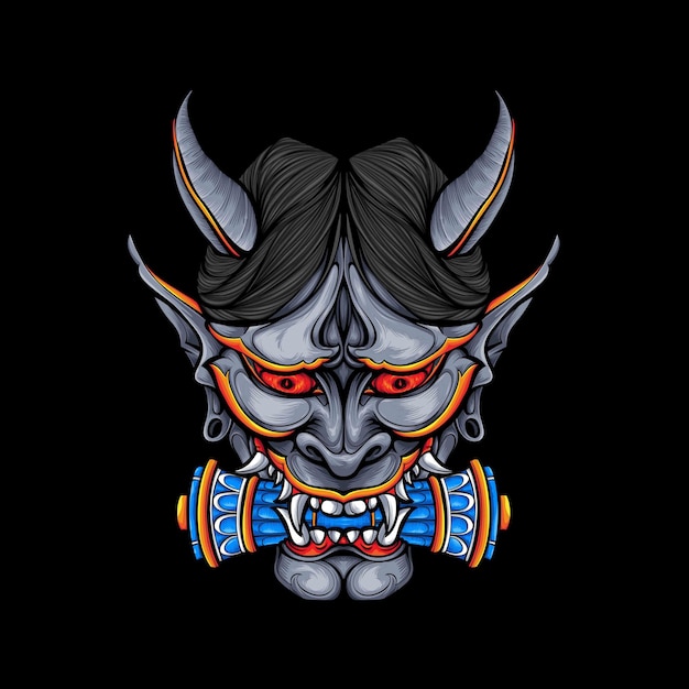 Scary japanese mask vector illustration