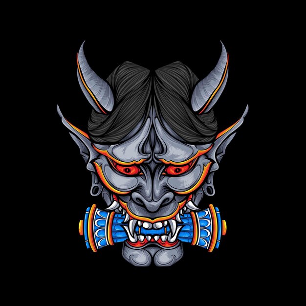 Scary japanese mask vector illustration