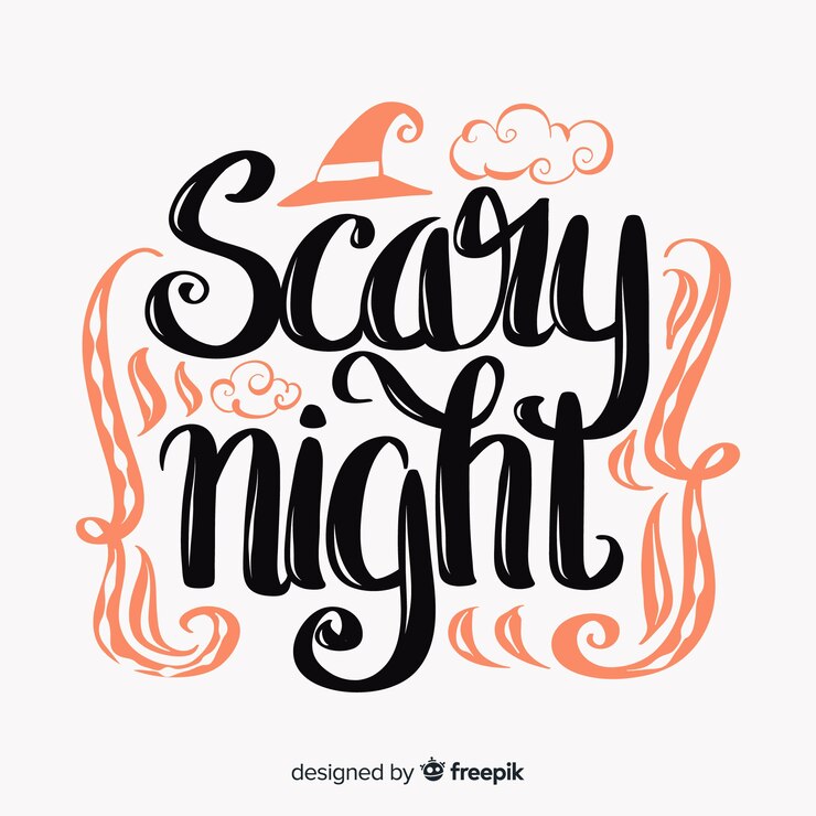 無料Vector ハロウィーンレタリングの背景の恐ろしい夜