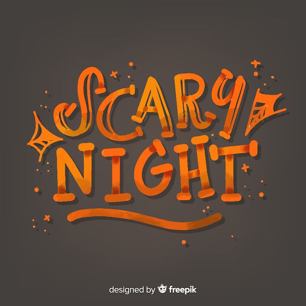 Scary night lettering on black background