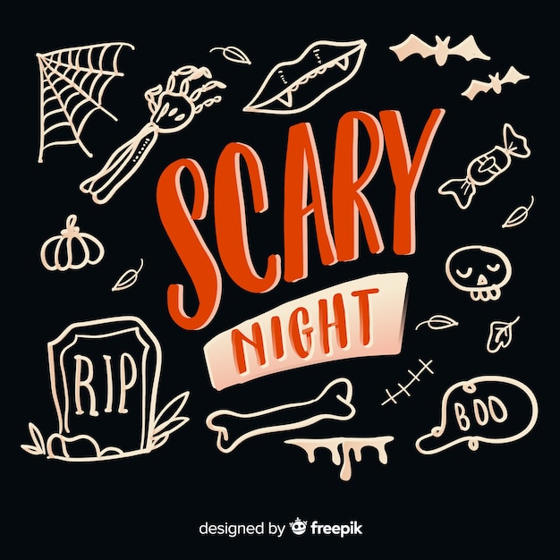 Scary night lettering on black background