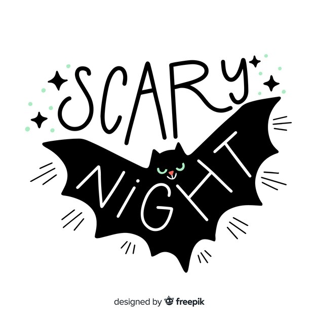 Scary night lettering with bat