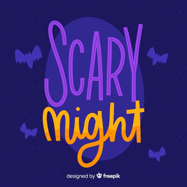 Scary night lettering with bats