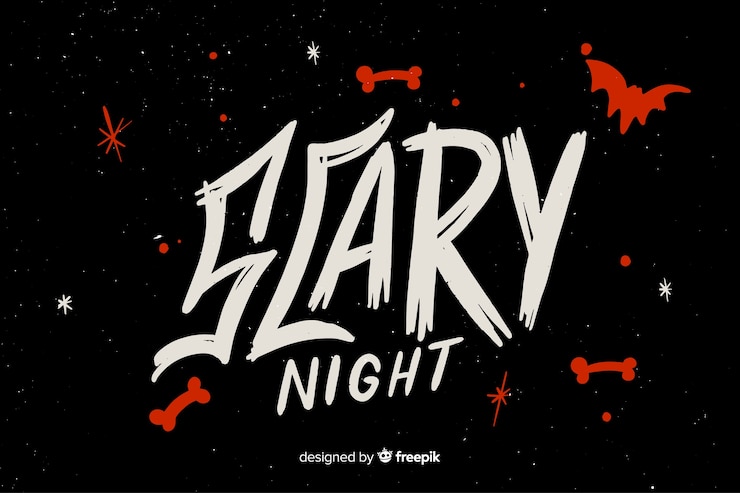 Free Vector scary night lettering with bats