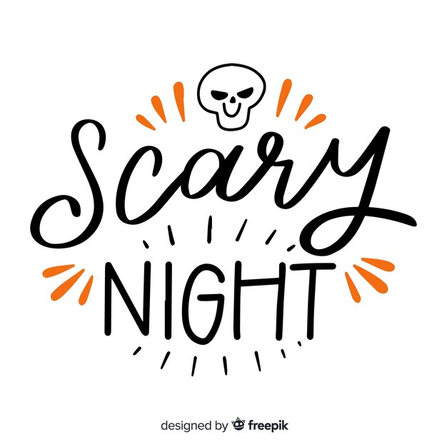 Scary night lettering with skull