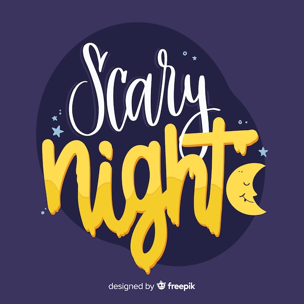 Free vector scary night lettering with sleeping moon