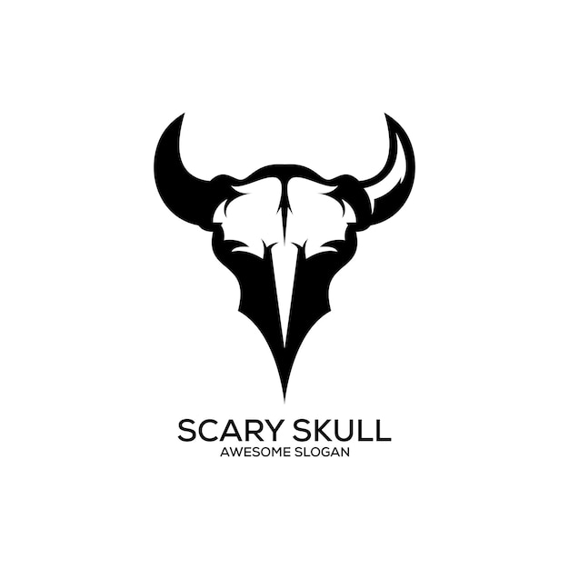 Scary skull goat logo design line art