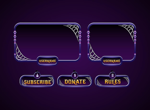 Scary violet halloween twitch stream panels overlay design