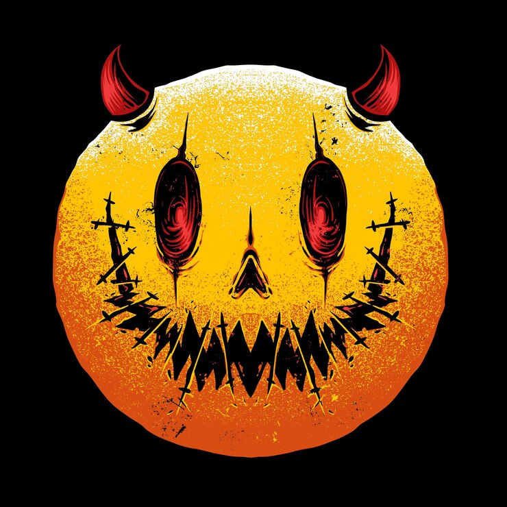 Free Vector scary yellow smile emoji illustration