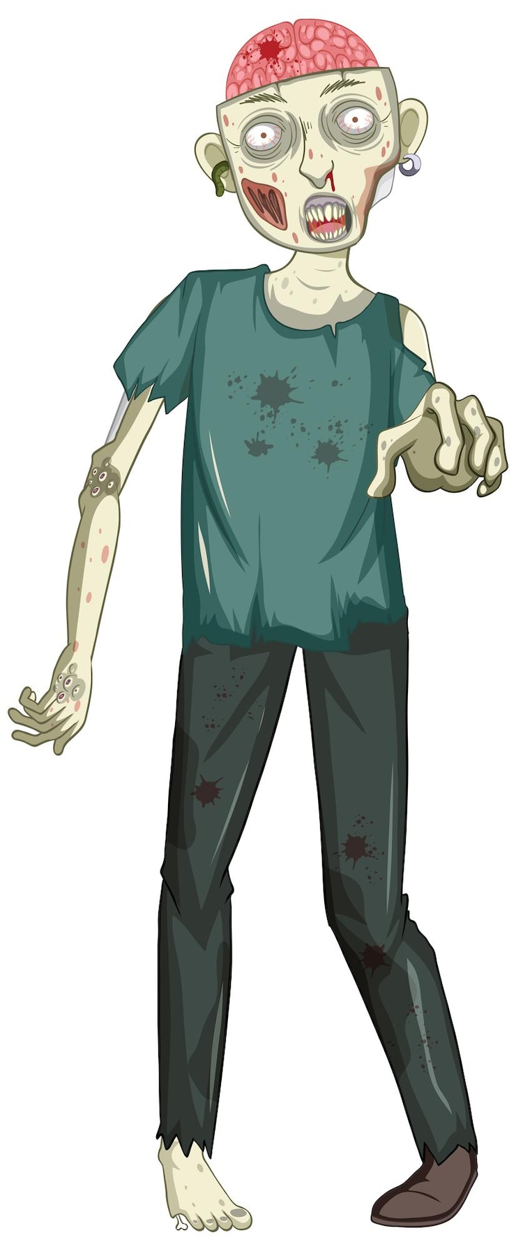 Free Vector scary zombie character on white background