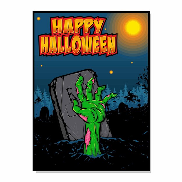 Страшный зомби ручной плакат хэллоуин