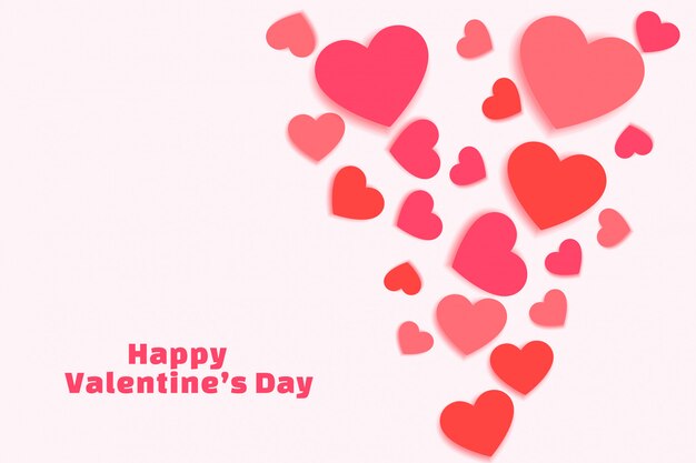 Scattered valentines day hearts in shades of pink greeting card