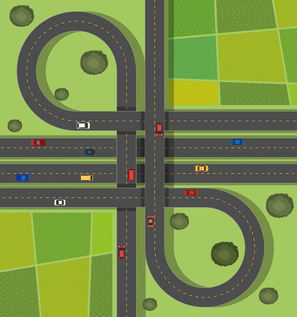 Free vector scene background with roads on the street