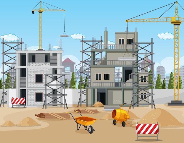 Scene of building construction site