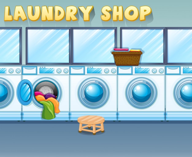 Free vector scene in laundry shop