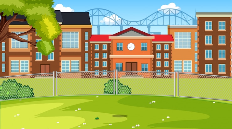 Free Vector a scene of school