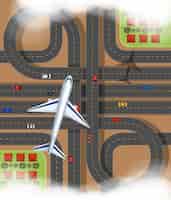 Free vector scene with airplane flying over the express way