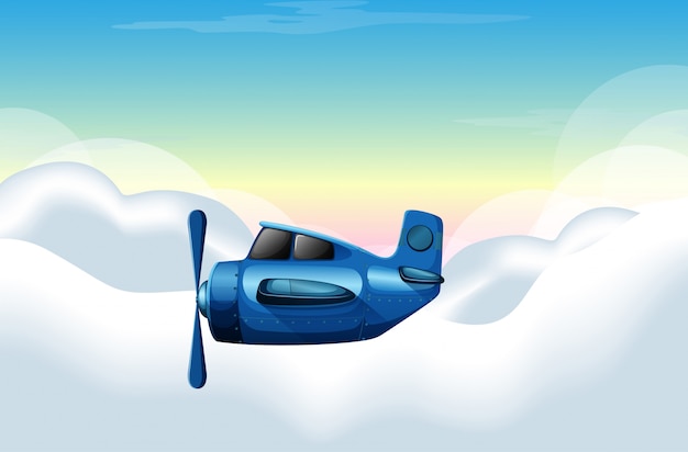 Free vector scene with airplane flying in the sky