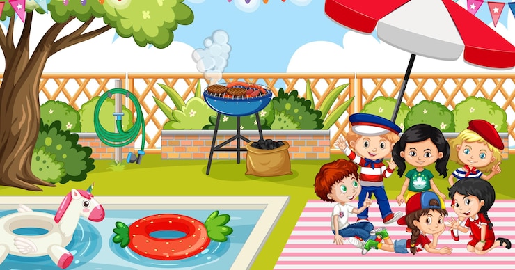 Free Vector scene with children in the park