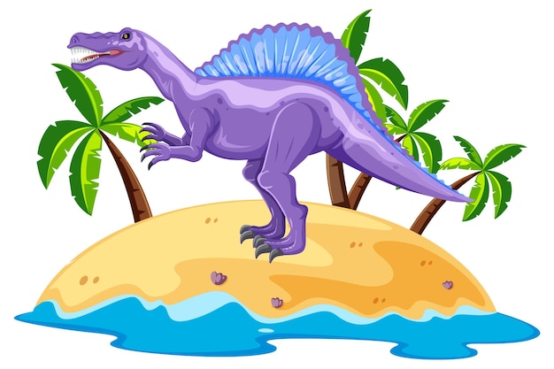 Free vector scene with dinosaurs spinosaurus on island