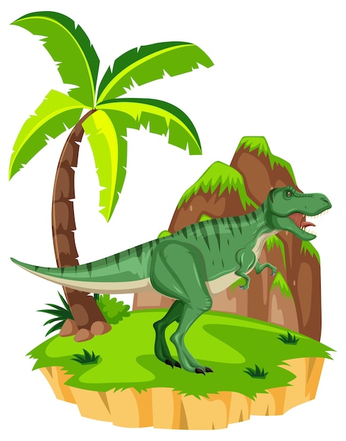 Free vector scene with dinosaurs trex on island