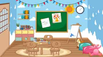 Free vector scene with empty classroom