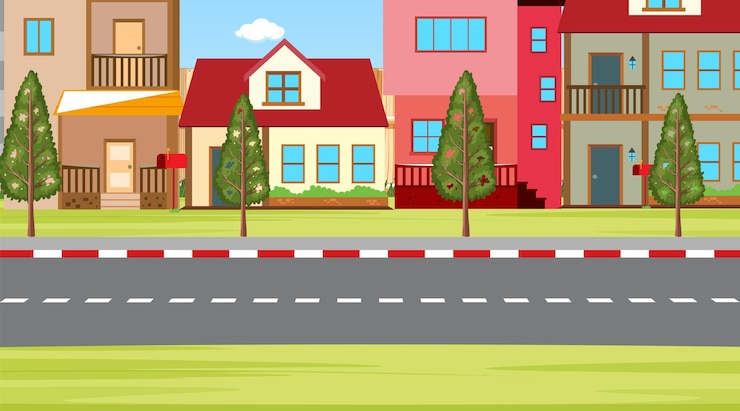 Free Vector scene with house and garden