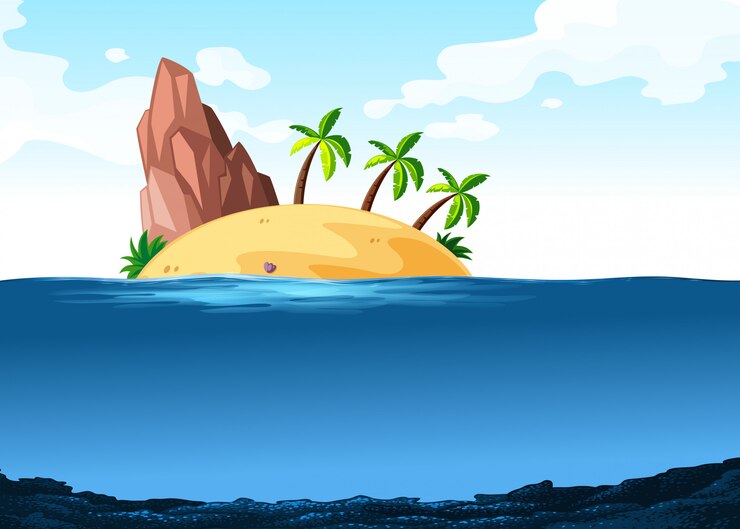 मुफ़्त वेक्टर scene with island on the ocean