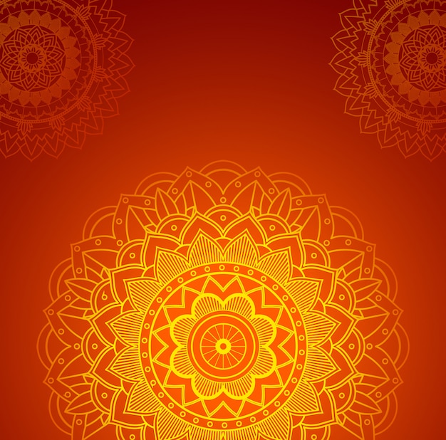 scene with orange mandalas