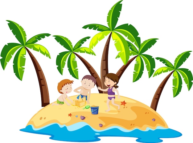 Free vector scene with people on the beach