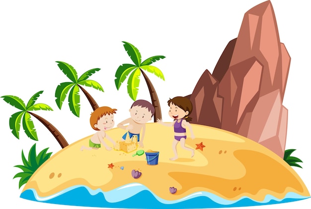 Free vector scene with people on the beach