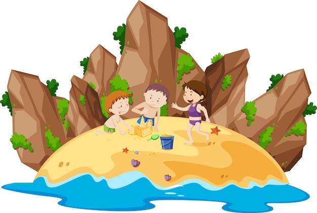 Free vector scene with people on the beach