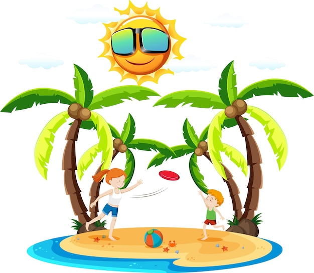 Free vector scene with people on the beach