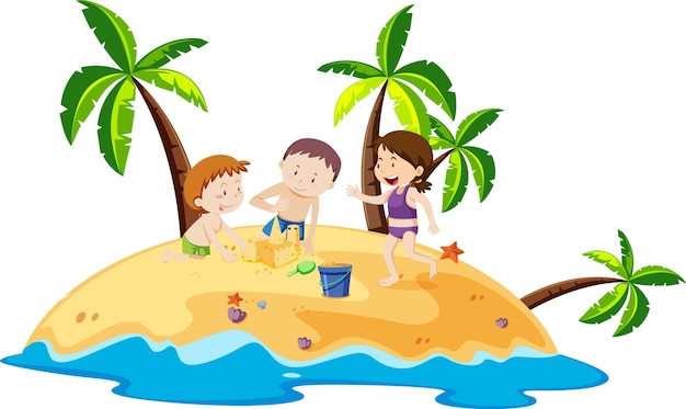 Free vector scene with people on the beach