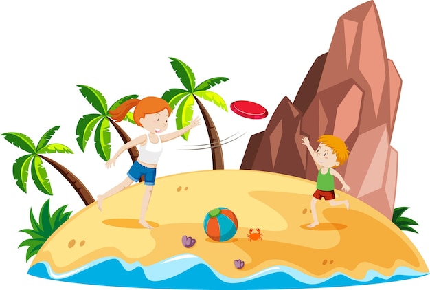 Free vector scene with people on the beach