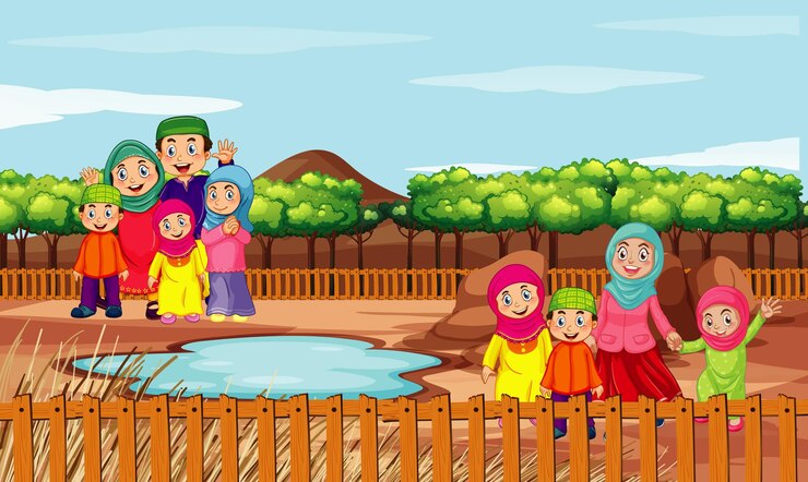 Free Vector scene with people in the park
