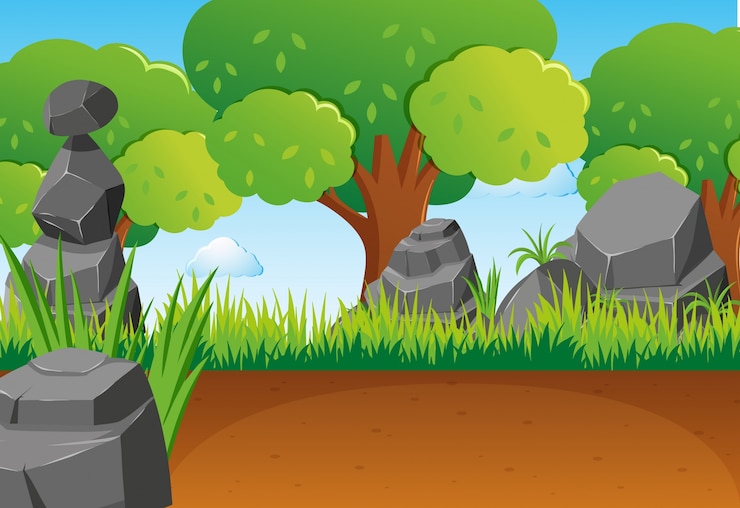 Free Vector scene with rocks and trees in the park