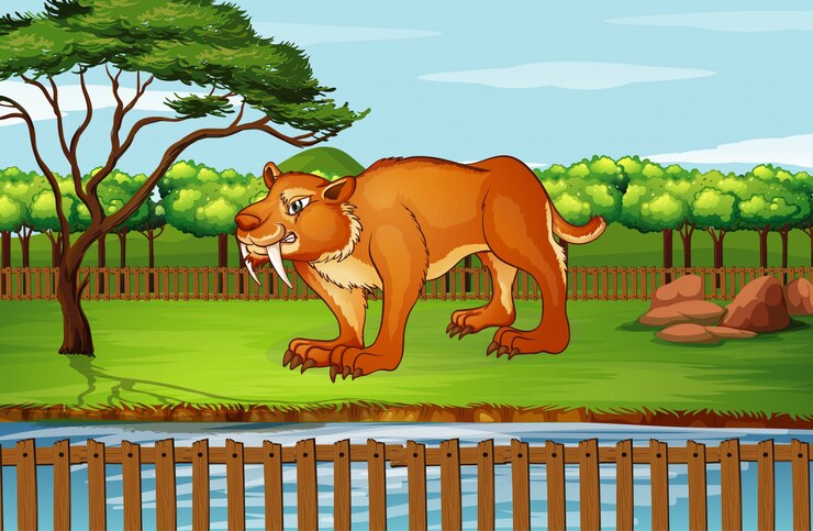 मुफ़्त वेक्टर scene with sabertooth in the park