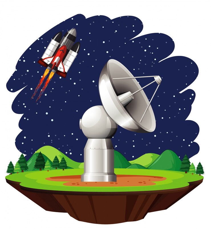 Free Vector scene with spaceship flying in the sky