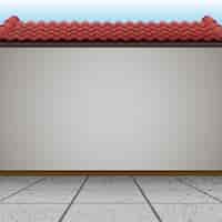 Free vector scene with wall and red roof