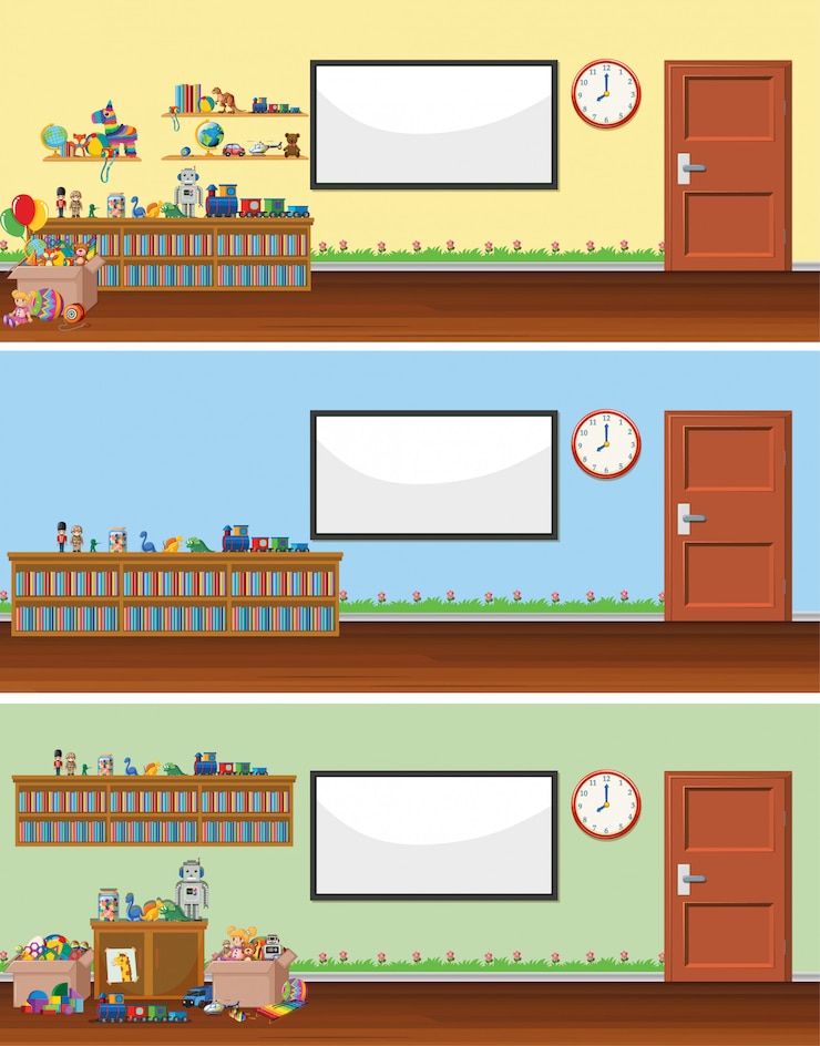 Free Vector  scene with whiteboard and toys