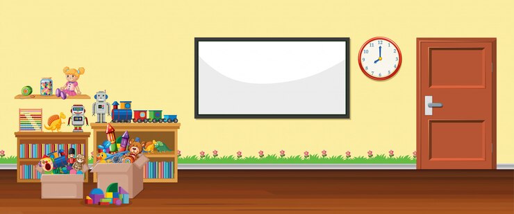 Free Vector  scene with whiteboard and toys
