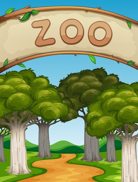 Scene with zoo and trees