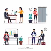 Free vector scenes at the office collection