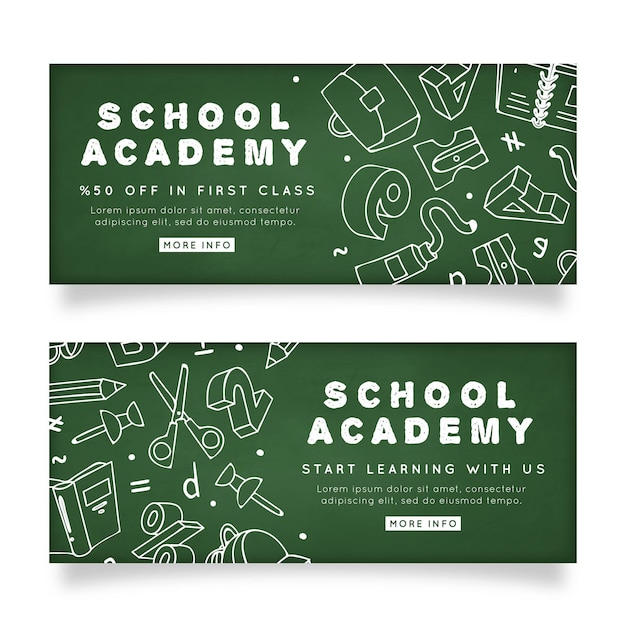 Free vector school academy banners template