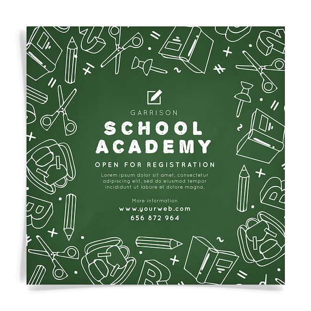 School academy square flyer template